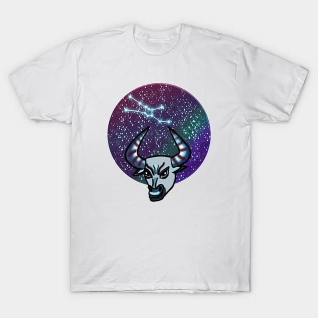 Zodiac Sign Taurus Bull and Constellation T-Shirt by galaxieartshop